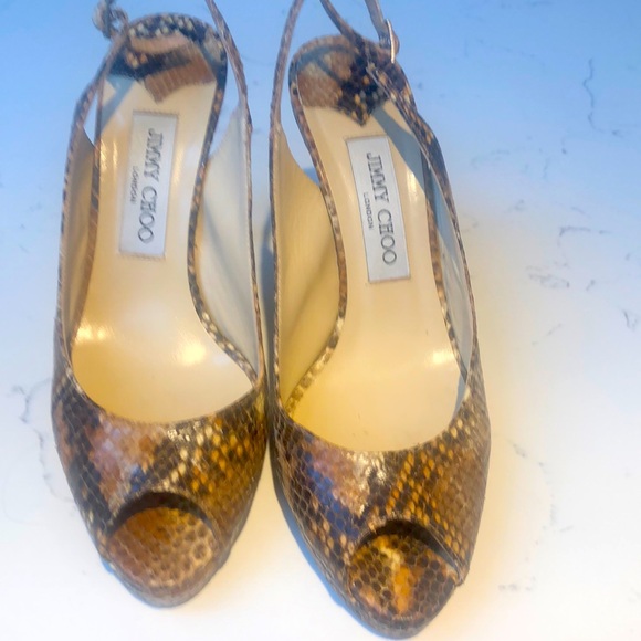 Authentic python peeptoe sling back pumps - Picture 1 of 5